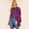 Truedames Elegant Solid Drape Wrap Poncho In Purple