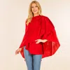 Truedames Elegant Solid Drape Wrap Poncho In Red
