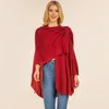 Truedames Elegant Solid Drape Wrap Poncho In White