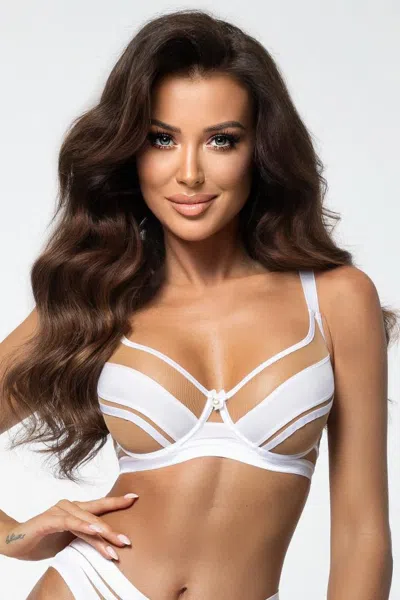 Truedames Elegant Transparent Balcony Bra With Satin Accent Detailing In White
