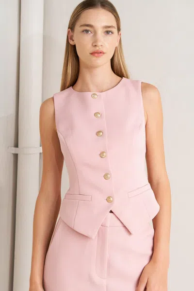 Truedames Elevated Classic Woven Vest In Pink