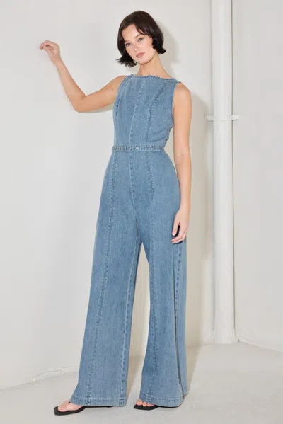 Truedames Elevated Edge Denim Jumpsuit In Blue