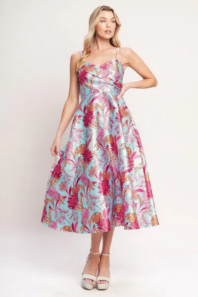 Truedames Elevated Garden Woven Midi Dress In Multi