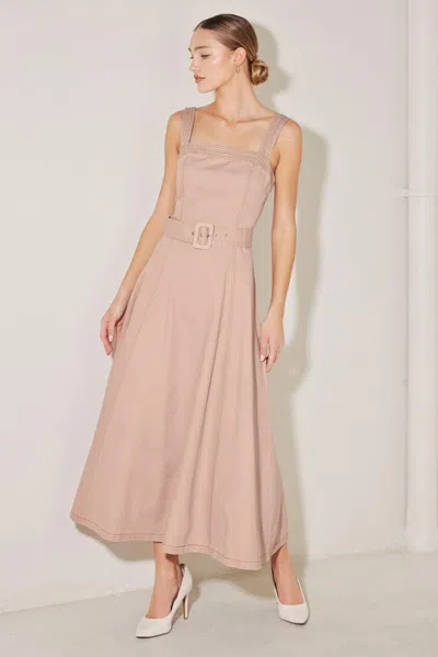 Truedames Elevated Neutral Blush Woven Midi Dress In Pink