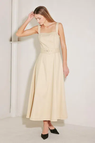 Truedames Elevated Neutral Woven Midi Dress In Nude