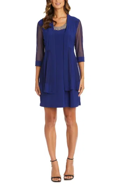 Truedames Embellished Panel Jacket Dress In Blue