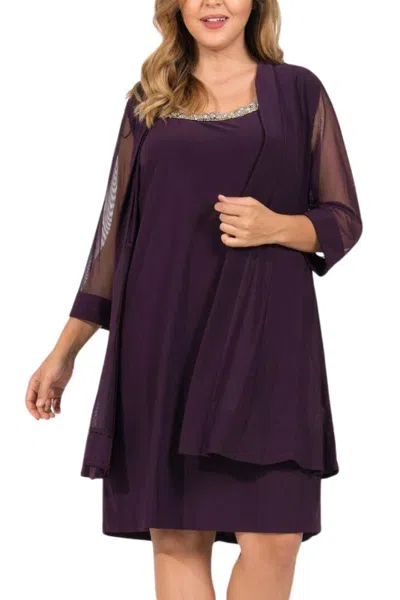 Truedames Embellished Panel Jacket Dress (plus Size) In Purple