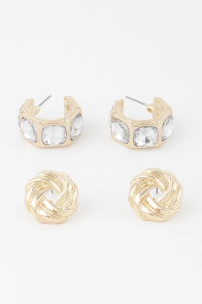 Truedames Embellished Zircon Earrings Set In Gold