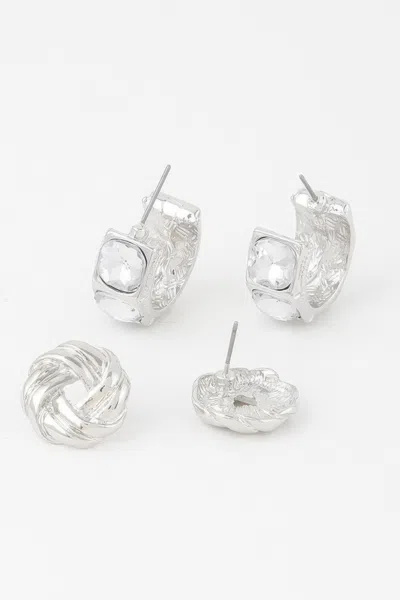 Truedames Embellished Zircon Earrings Set In Silver