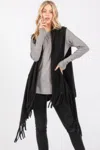 Truedames Embossed Dotted Line Tassel Knit Vest In Black
