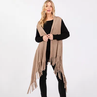 Truedames Embossed Dotted Line Tassel Knit Vest In Gold