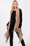 Truedames Embossed Dotted Line Tassel Knit Vest In Gray