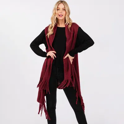 Truedames Embossed Dotted Line Tassel Knit Vest In Red