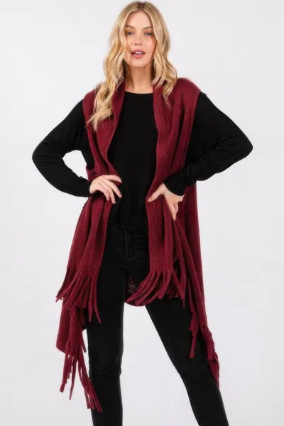 Truedames Embossed Dotted Line Tassel Knit Vest In Red
