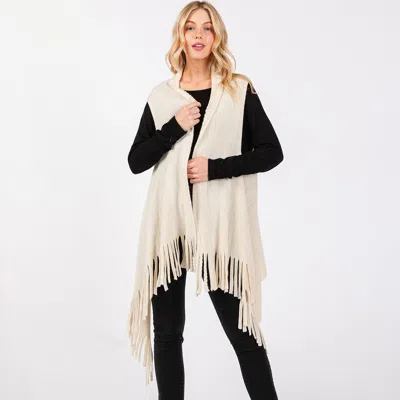 TRUEDAMES EMBOSSED DOTTED LINE TASSEL KNIT VEST