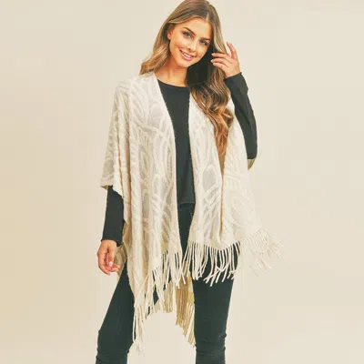 Truedames Embossed Pattern Tassel Ruana Poncho In Multi