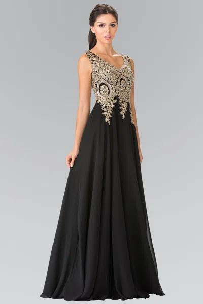 Truedames Embroidered Mother Of Bride Formal Gown In Black