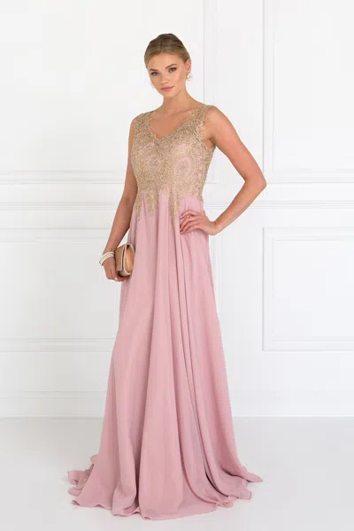 Truedames Embroidered Mother Of Bride Formal Gown In Pink
