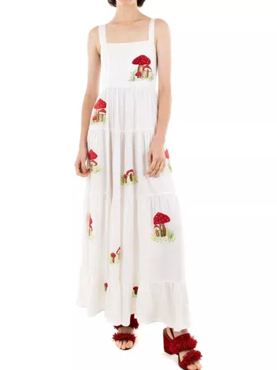 Truedames Embroidered Square Neck Tiered Maxi Cami Dress In White
