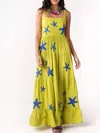 Truedames Embroidered Square Neck Tiered Maxi Cami Dress In Yellow