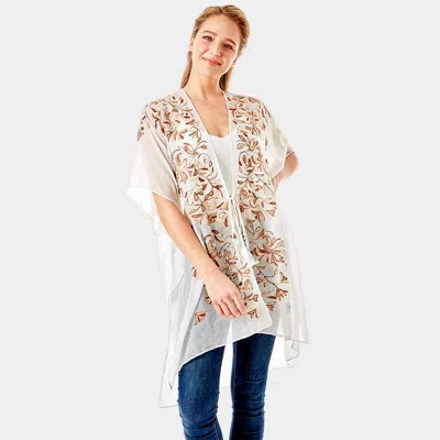 Truedames Embroidery Floral Cover Up Kimono Cardigan In Multi