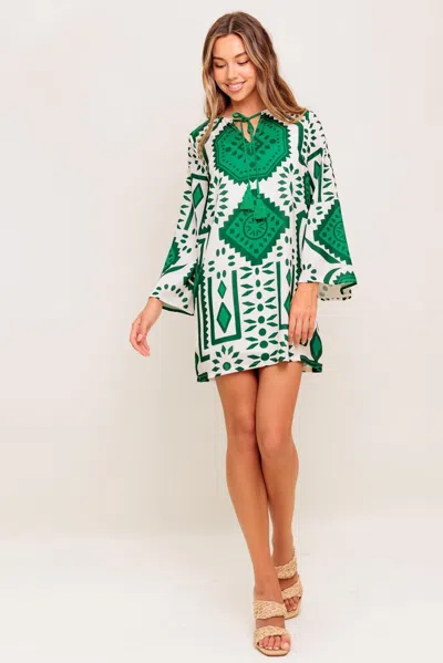 Truedames Emerald Terra Tunic Woven Mini Dress In Multi