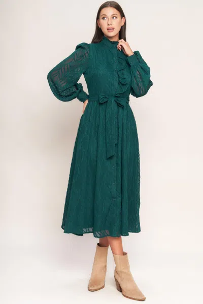 Truedames Emerald Whisper Woven Midi Dress In Green