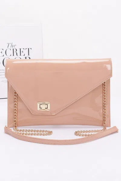 Truedames Enamel Envelope Clutch In Brown