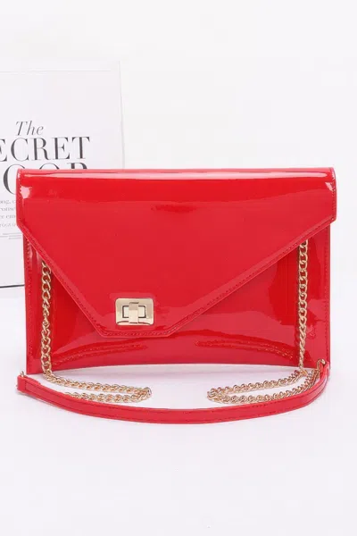 Truedames Enamel Envelope Clutch In Red