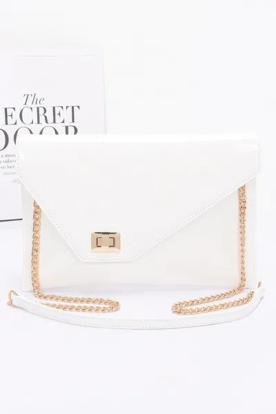 Truedames Enamel Envelope Clutch In White