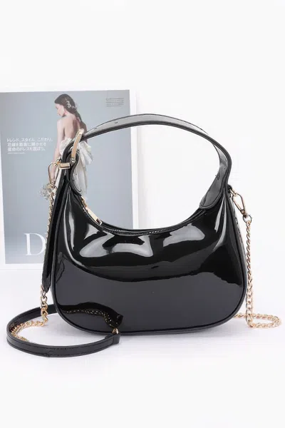Truedames Enamel Hobo Bag In Black