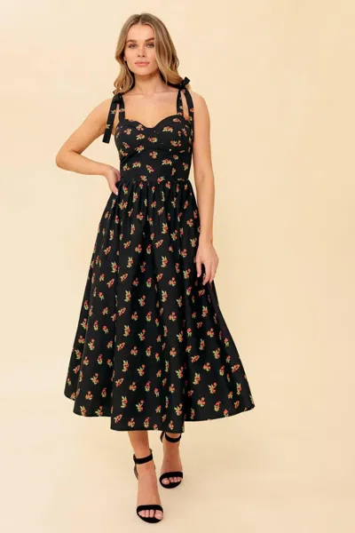 Truedames Enchanting Moments Woven Mdi Dress In Black