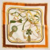 Truedames Equestrian Inspired Tassel And Buckle Printed Square Silky Satin Scarf In Orange