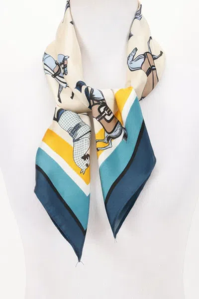 Truedames Equestrian Motif Multi Print Bandana For Timeless Style In Blue