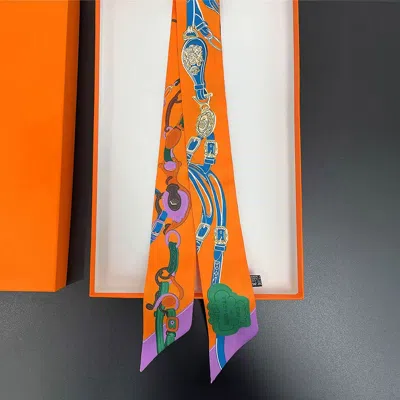 Truedames Equestrian Print Silky Feel Twilly Scarf In Pattern