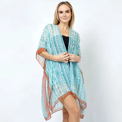 Truedames Ethnic Print Kimono Poncho In Blue