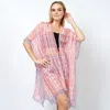 Truedames Ethnic Print Kimono Poncho In Pink