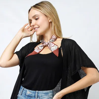 Truedames Ethnic Print Satin Head Scarf In Brown