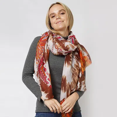 Truedames Ethnic Printed Scarf In Brown