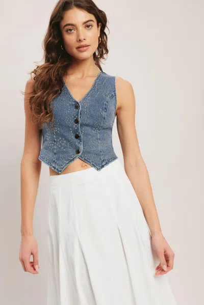 Truedames Euro Summer Denim Vest In Blue