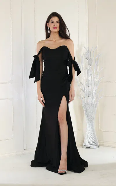 Truedames Evening Dress Off The Shoulder Trumpet Plus Size Formal Gown In Black