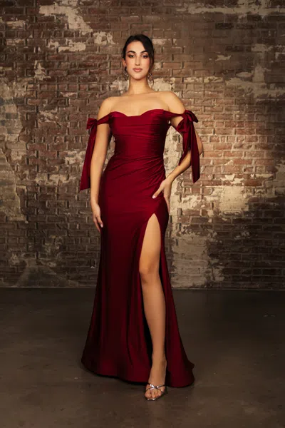 Truedames Evening Dress Off The Shoulder Trumpet Plus Size Formal Gown In Burgundy