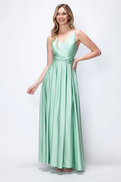 Truedames Evening Dress V-neck Spaghetti Strap A-line Gown In Multi