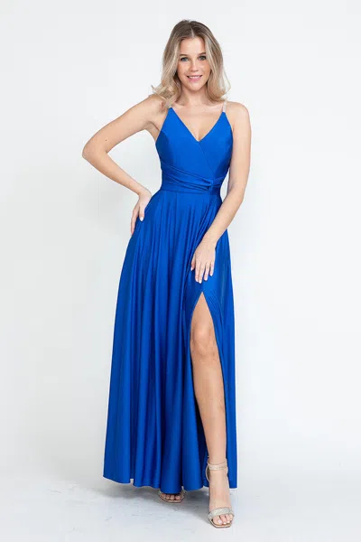 Truedames Evening Dress V-neck Spaghetti Strap A-line Gown In Purple