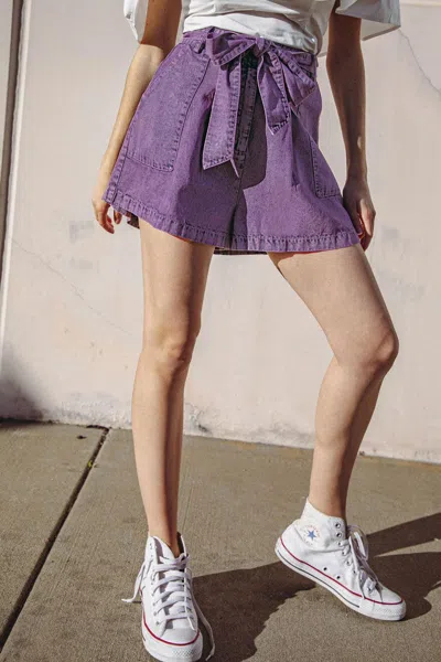Truedames Everyday Casual Denim Shorts In Purple