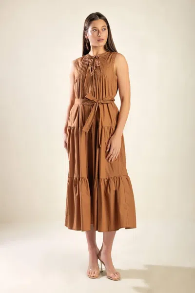 Truedames Everything I Want Woven Midi Dress In Brown