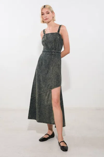 Truedames Exotic Breeze Denim Midi Dress In Gray