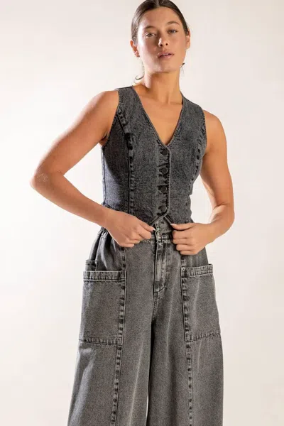 Truedames Exploring The City Denim Vest In Black