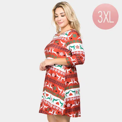Truedames Fair Isle Reindeer Patterned A-line Dress In Multi