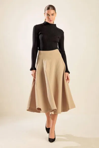 Truedames Falling Into Bliss Woven Midi Skirt In Brown